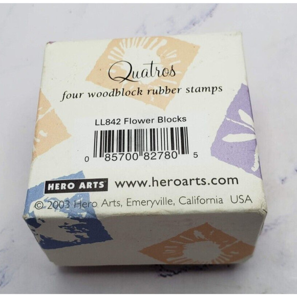 Hero Arts Quatros LL842 Flower Blocks Wood Mounted Rubber Stamps Set of 4 - Picture 3 of 11